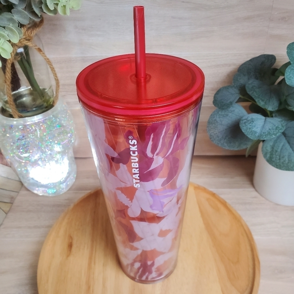 Starbucks Pink Floral Twist Cold Cup 24 oz Venti Limited Edition - Picture 3 of 9
